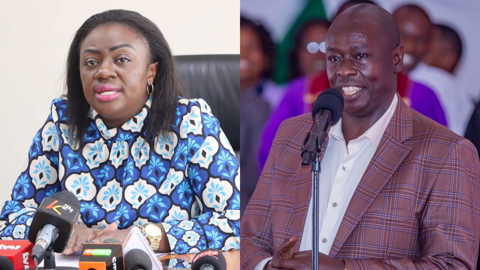 File image of Gloria Orwoba and Rigathi Gachagua