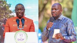 A photo collage of former Deputy President Rigathi Gachagua and Interior CS Kipchumba Murkomen