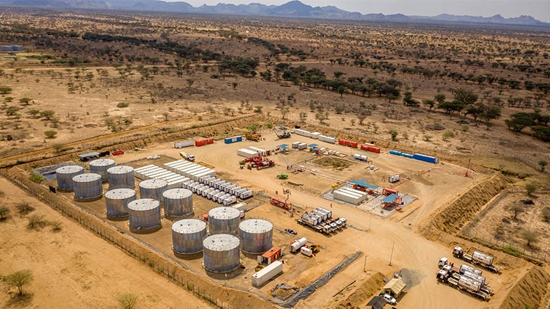 File image of an oil exploration and storage facility in Turkana Kenya