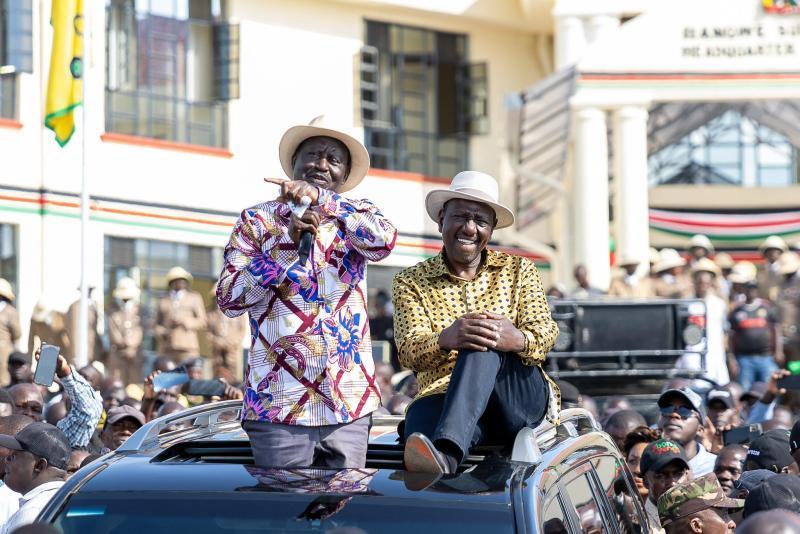 File image of President William Ruto and ODM leader Raila Odinga.