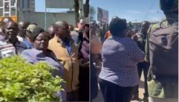 Homa Bay Woman Representative Joyce Atieno alias Bensouda being chased away at the City Mortuary.