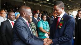 File image of the President William Ruto and former Zambian President Edgar Lungu