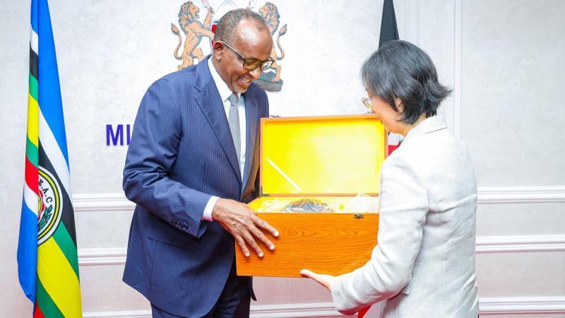File image of Health CS Aden Duale and Chinese Ambassador Guo Haiyan