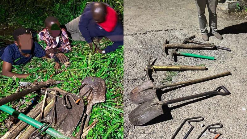 File image of the suspects and items recovered