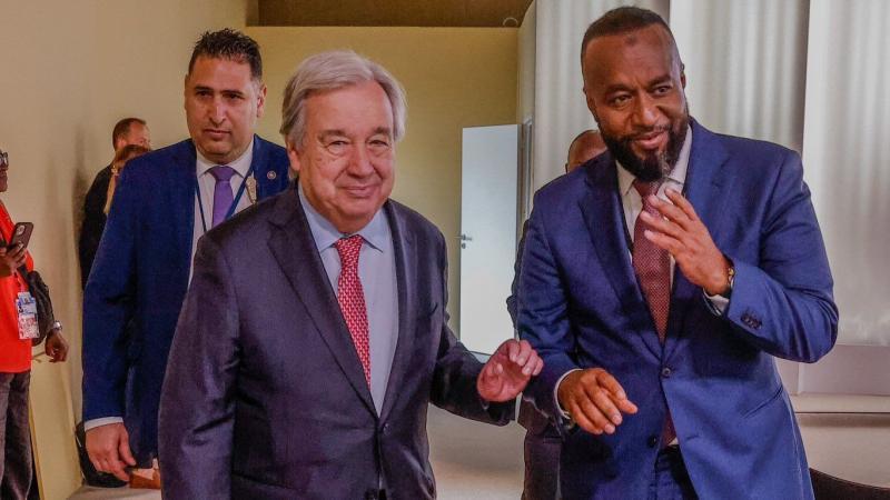 File image of United Nations Secretary General António Guterres and Mining Cabinet Secretary Hassan Joho