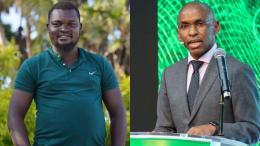 File image of Albert Ojwang and Safaricom CEO Peter Ndegwa