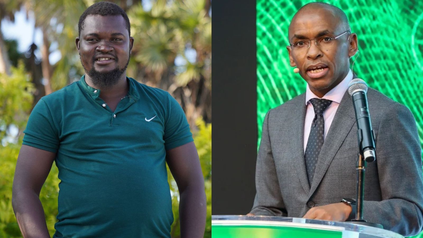 File image of Albert Ojwang and Safaricom CEO Peter Ndegwa