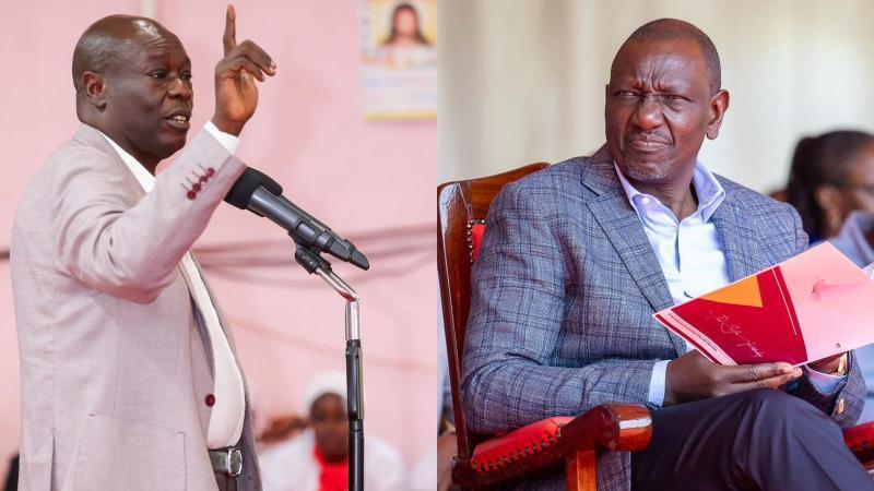 File image of Former Deputy President Rigathi Gachagua and President William Ruto