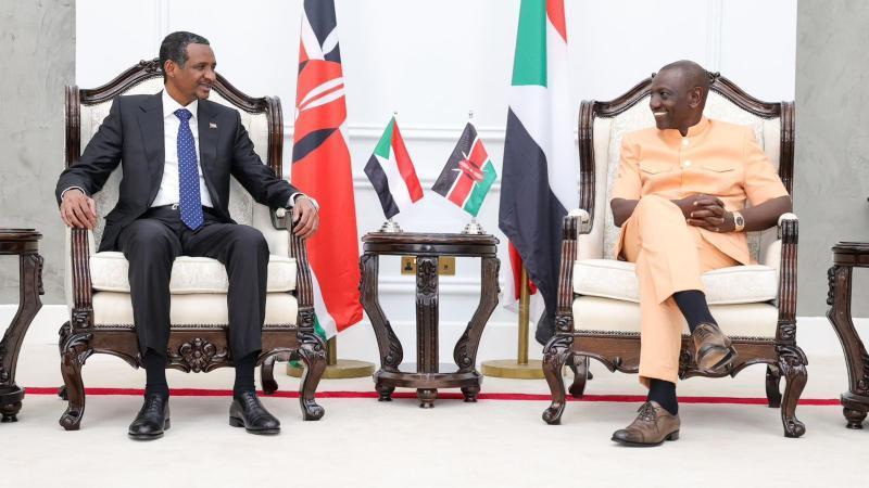 File image of President William Ruto and RSF leader Mohamed Hamdan Dagalo