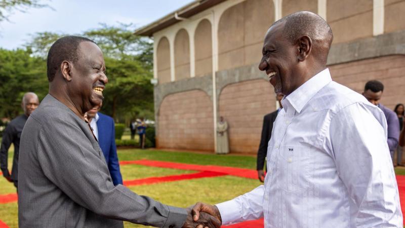 File image of ODM leader Raila Odinga and President William Ruto