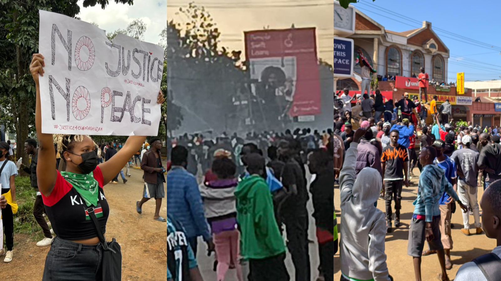 File image of protests in Uasin Gishu and Nairobi counties