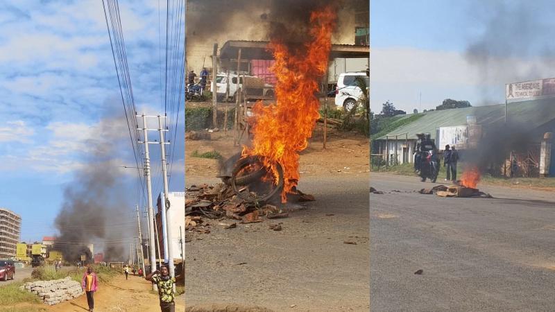 File image of scenes at Karatina Town during Wednesday's protests