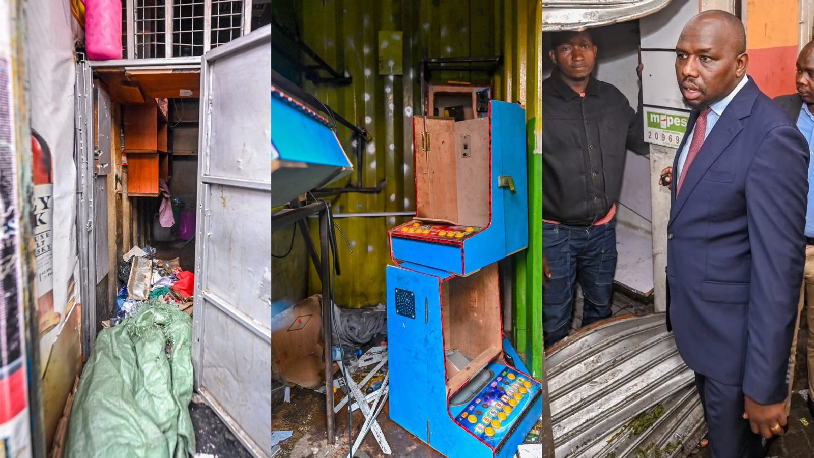 File image of looted shops and Interior CS Kipchumba Murkomen