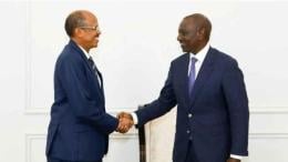 File image of President William Ruto and African Union Chairperson Mahmoud Ali Youssouf