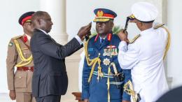 File image of President William Ruto, Chief of the Defence Forces Charles Kahariri and Vice Chief of Defence Forces John Omenda