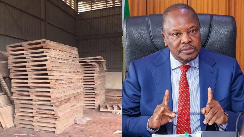 File image of the looted NCPB depot and Agriculture Cabinet Secretary Mutahi Kagwe