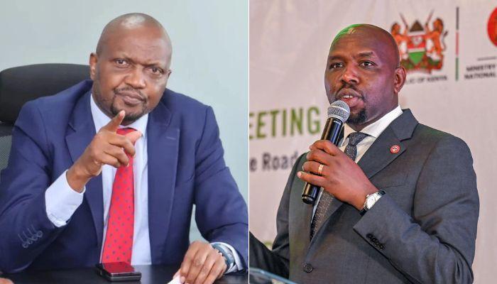 File image of Moses Kuria (left) and Interior CS Kipchumba Murkomen.