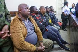 File image of OCS Samson Talaam and five others accused of the murder of Albert Ojwang.