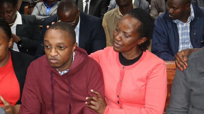 File image of Ndiang'ui Kinyagia and his mother in court