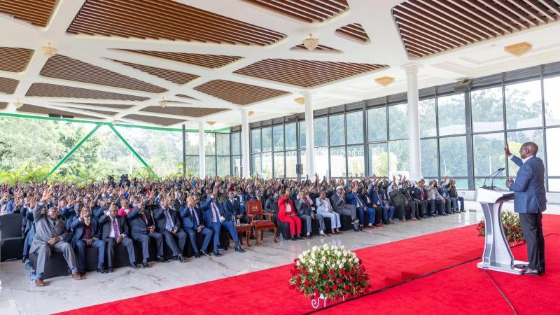 File image of President William Ruto speaking during the meeting