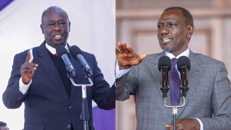 File image of former Deputy President Rigathi Gachagua and President William Ruto