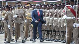 File image of President William Ruto at a past Administration Police passing out parade
