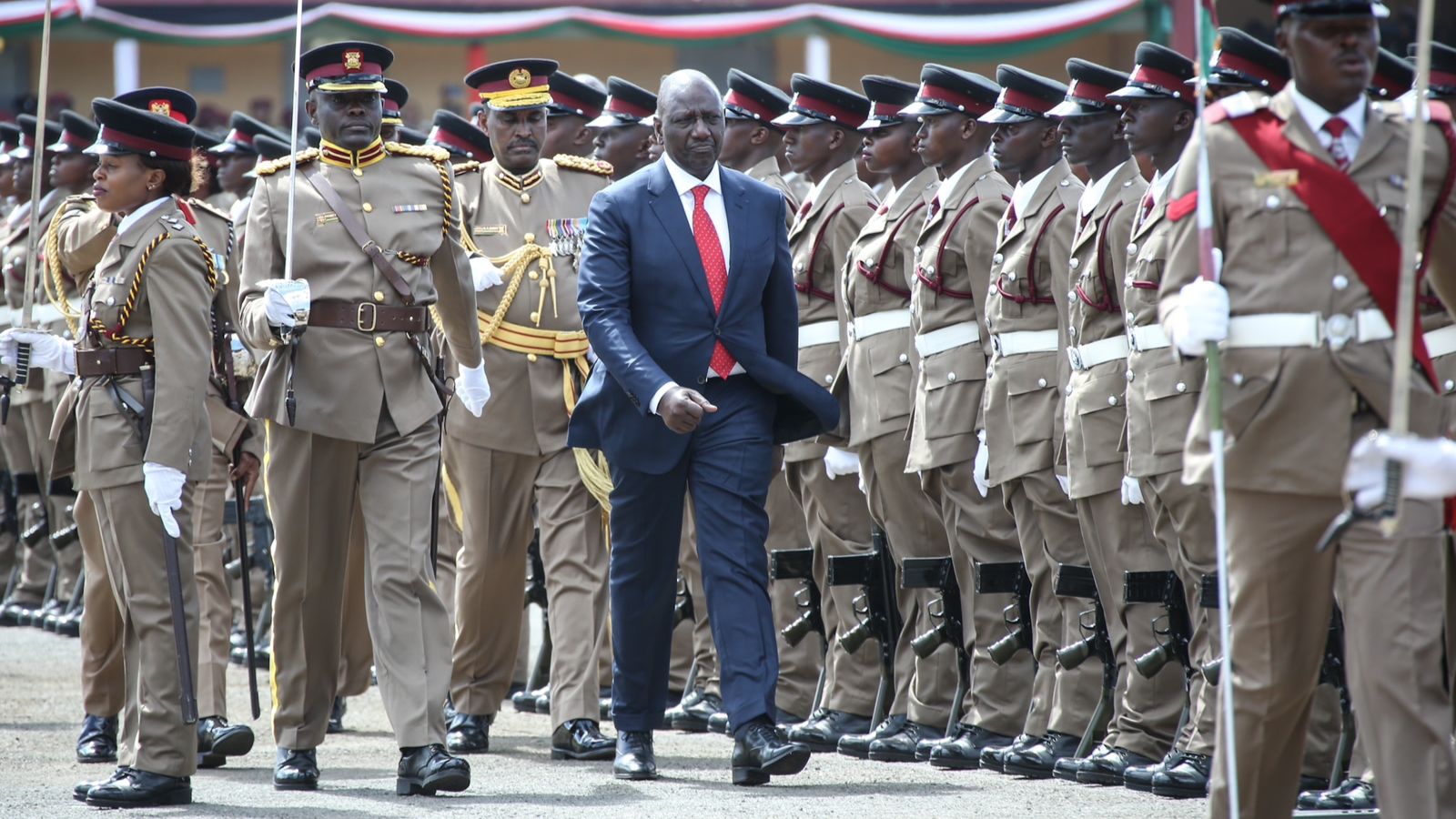 File image of President William Ruto at a past Administration Police passing out parade