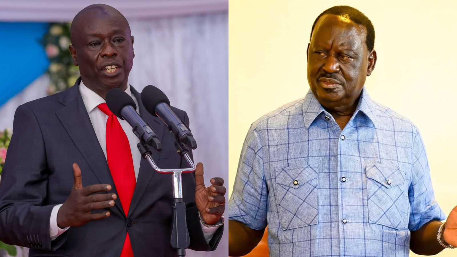 File image of former Deputy President Rigathi Gachagua and ODM leader Raila Odinga