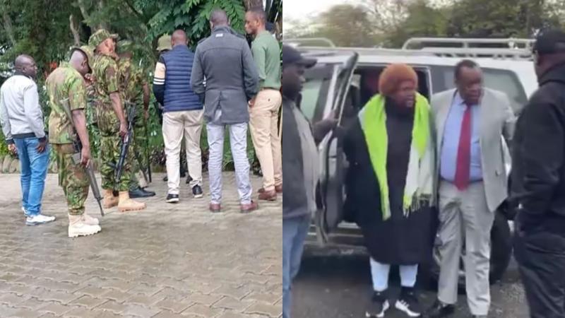 File image of police officers camped at Jayne Kihara's home