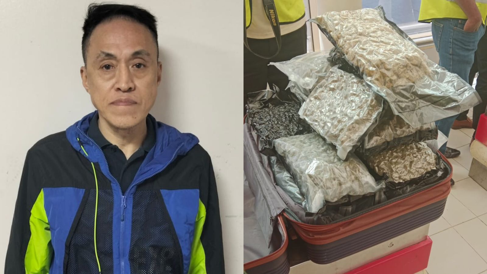 File image of the suspect and the narcotics