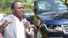File image of Victor Munyaka and his vandalized vehicle