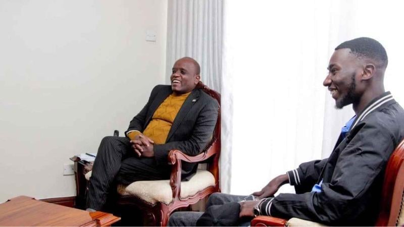File image of Dennis Itumbi and comedian Kafengo