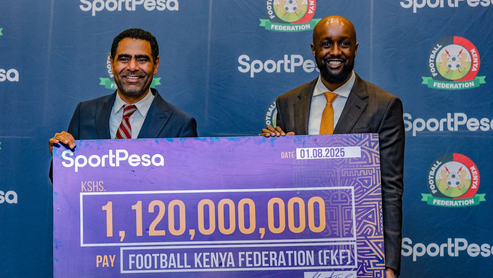 File image of FKF President Hussein Mohammed and SportPesa CEO Ronald Karauri