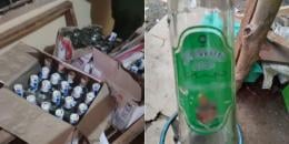 Illicit alcohol retrieved after a police raid.
