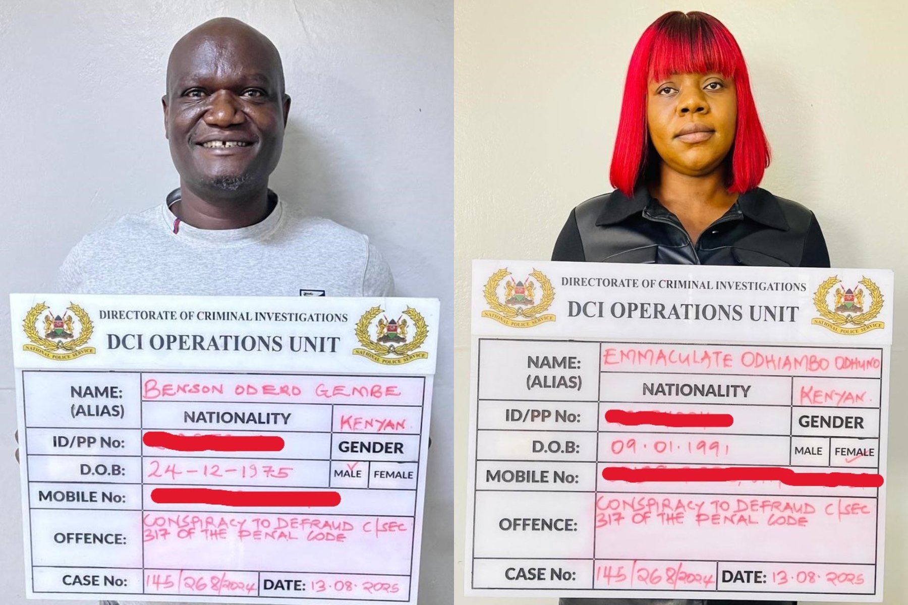 Collage photo of 2 suspected gold scammers.