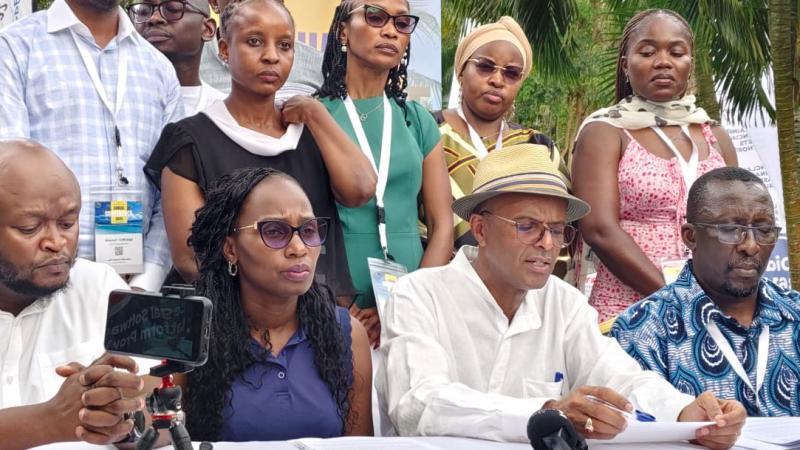 File image of LSK President Faith Odhimbo and Lawyer Philip Murgor adressing the media.
