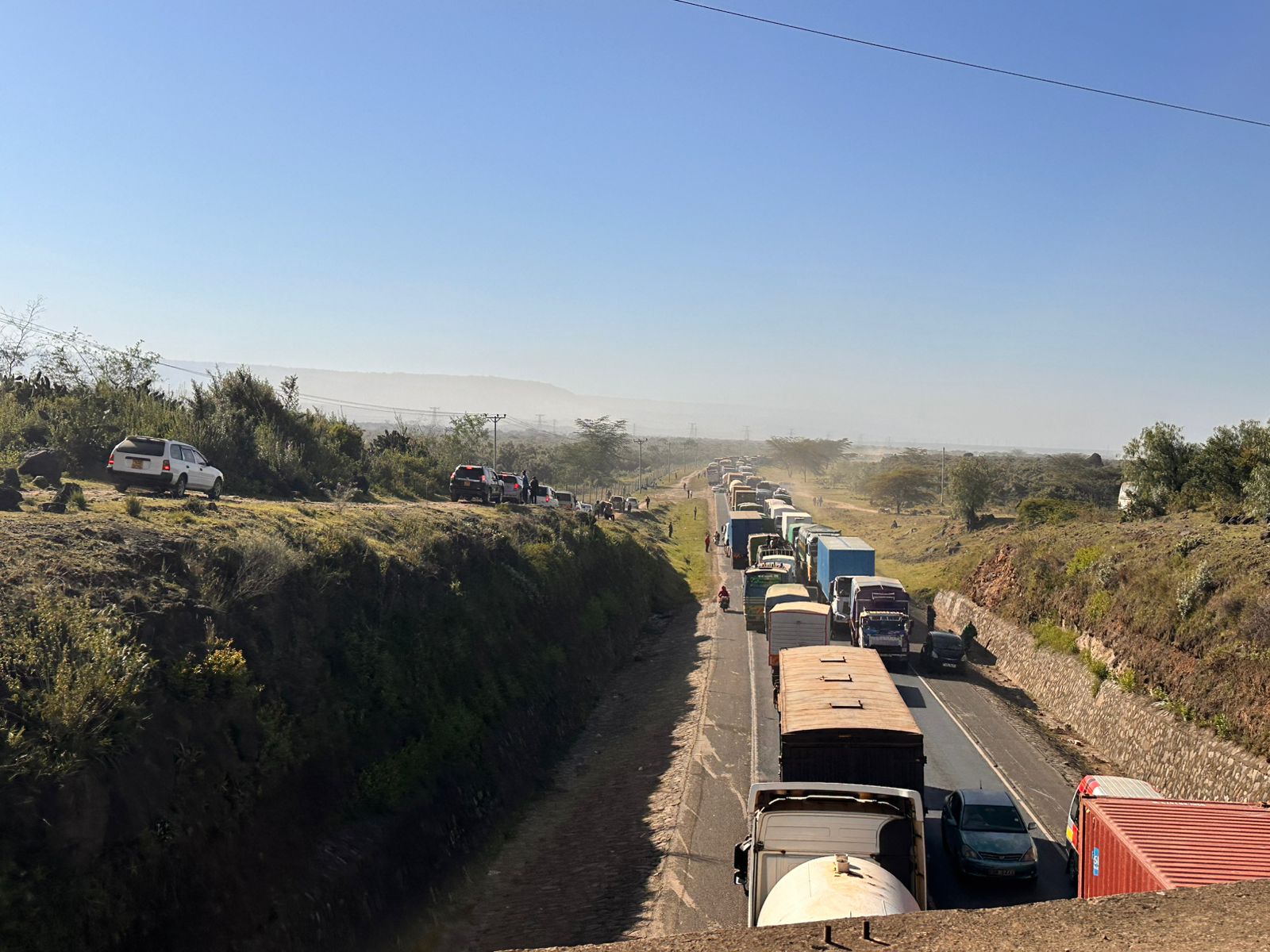Heavy traffic congestion along the Nairobi-Nakuru highway.