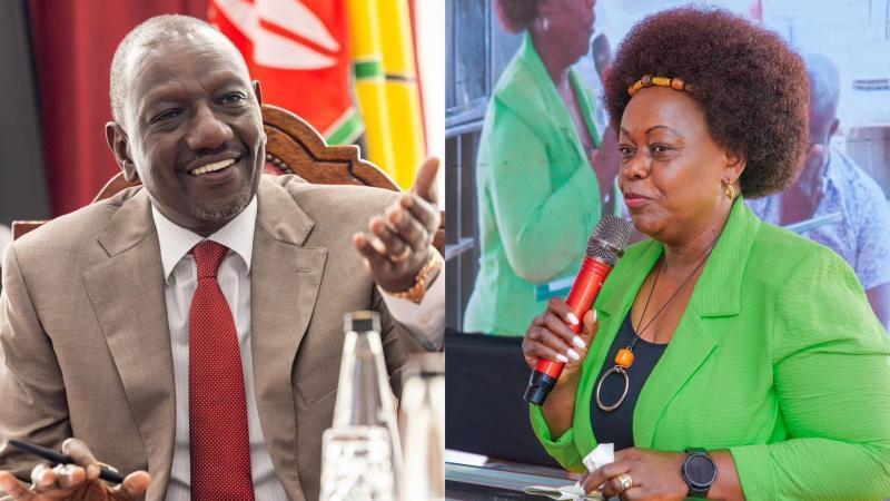 File image of President William Ruto and Suba North MP Millie Odhiambo