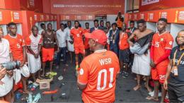 File image of President William Ruto addressing Harambee Stars players