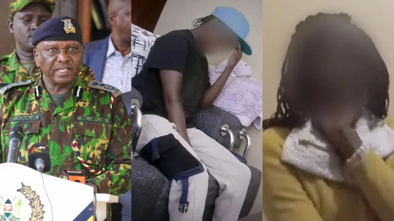 File image of Inspector General of Police Douglas Kanja and screen grabs from the BBC Africa documentary