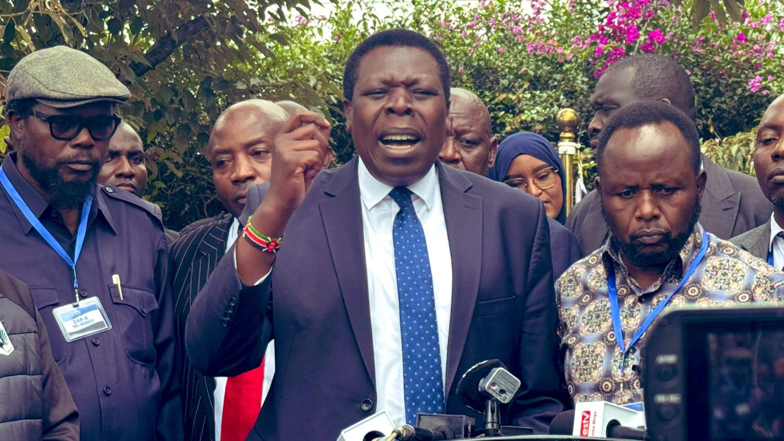 File image of DAP-K Party leader Eugene Wamalwa and Deputy Party leader George Natembeya during the party's NEC meeting