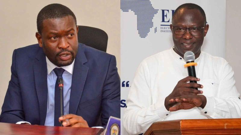 Collage image of Nairobi Senator Edwin Sifuna and IEBC Chair Erastus Edung Ethekon.