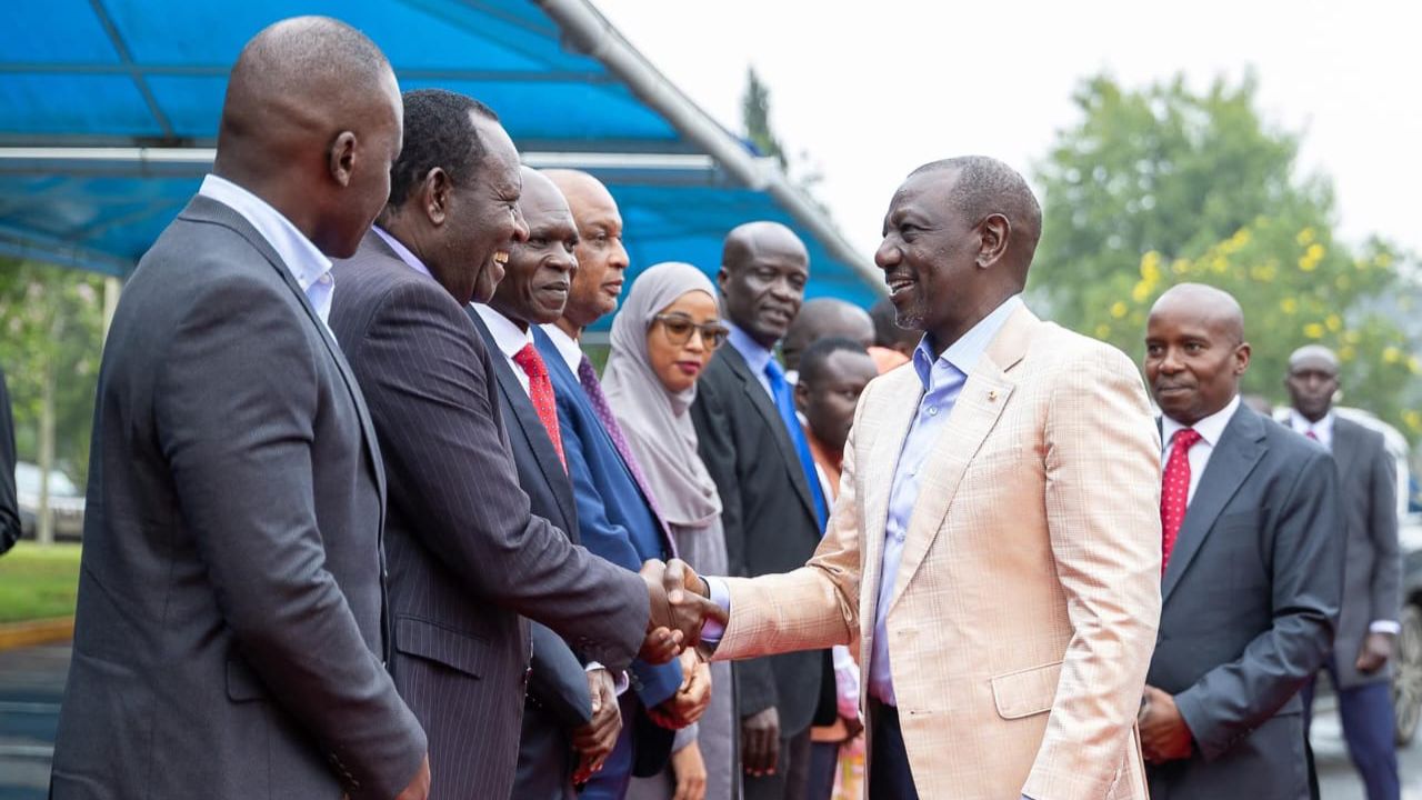 File image of President William Ruto arriving at the meeting
