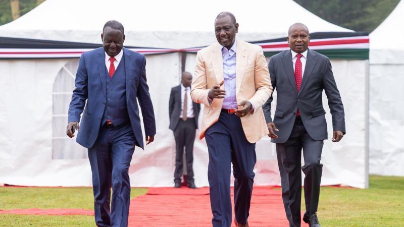 File image of Raila Odinga, President William Ruto and Deputy President Kithure Kindiki