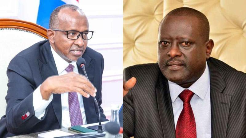 Collage image of Health CS Aden Duale and Richard Lesiyampe.