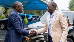File image of Kikuyu MP Kimani Ichung'wah and President William Ruto