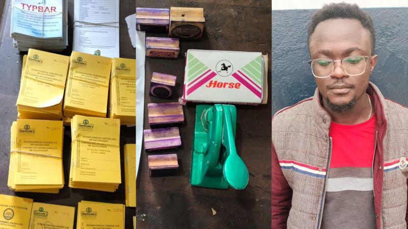 File image of the suspect and items recovered