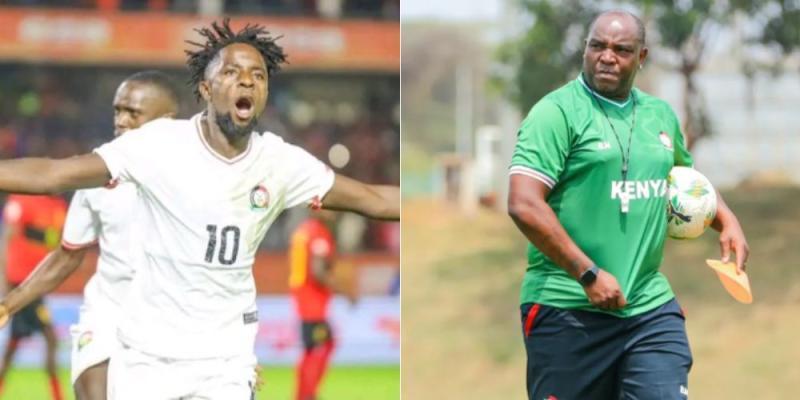 A collage of Gor Mahia FC player Austin Odhiambo and Harambee Stars Coach Benny McCarthy.