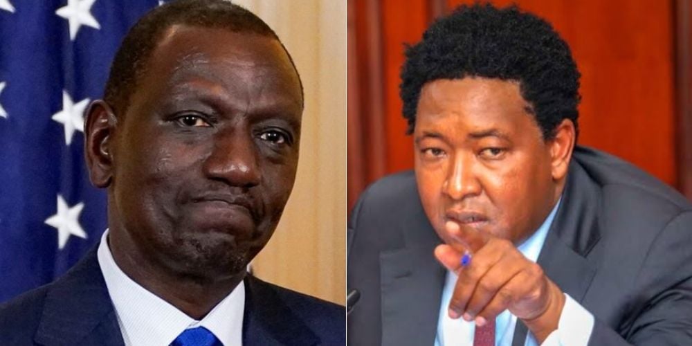 A collage of President William Ruto and Narok Senator Ledama Olekina