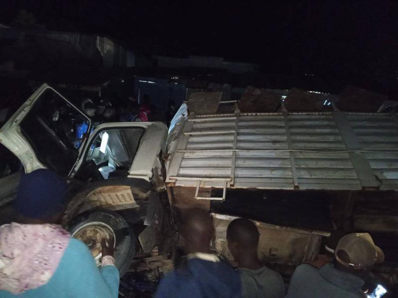 Lorry involved in a road accident along the Kericho-Kisumu highway.